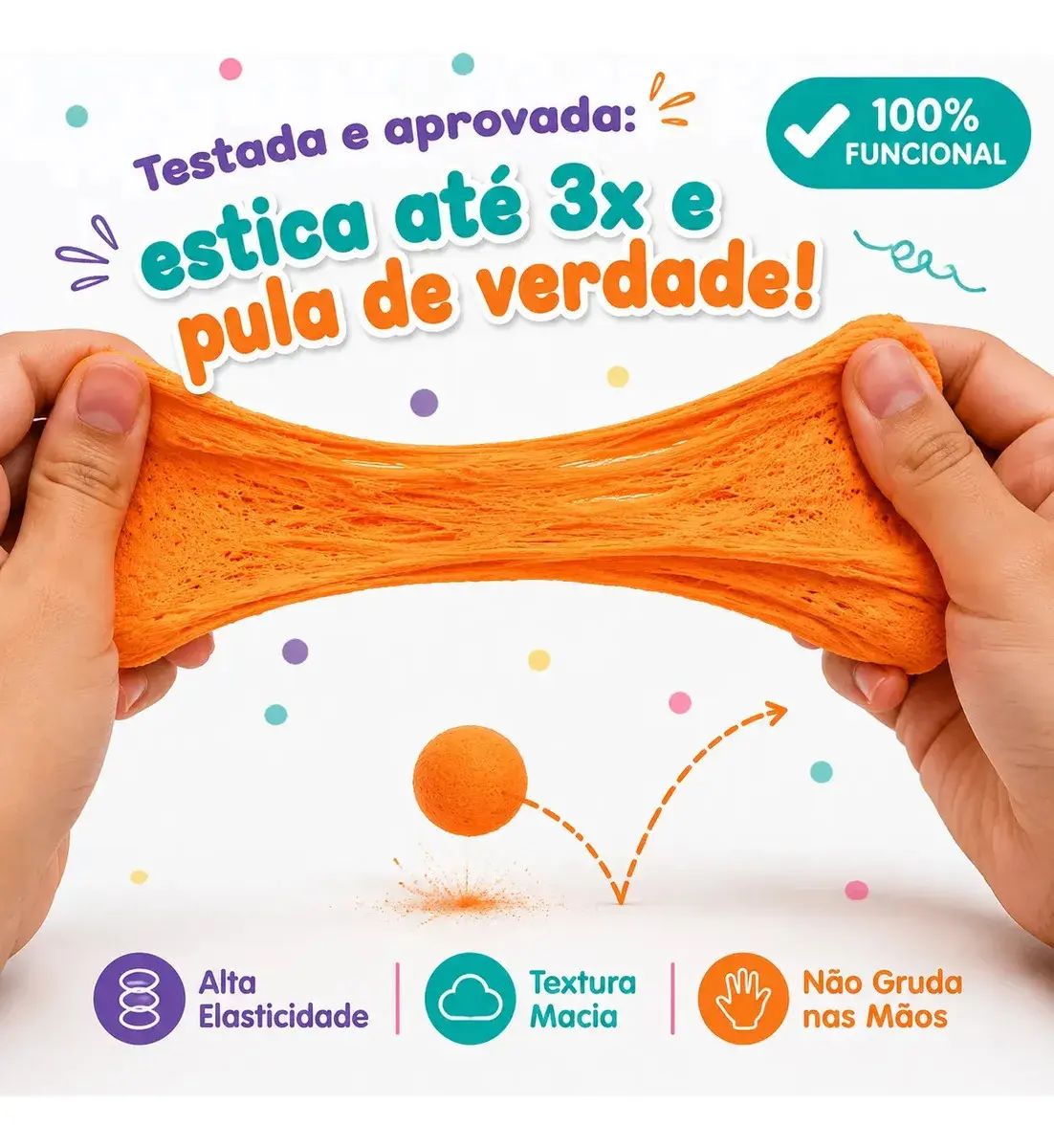 Kit 36 Massinha De Eva Pula Pula Não Gruda Na Mão Massa Modelar Infantil Com 9 Acessórios Incluso Brinquedo Para Criança Marca Lar Commex thumbnail 5