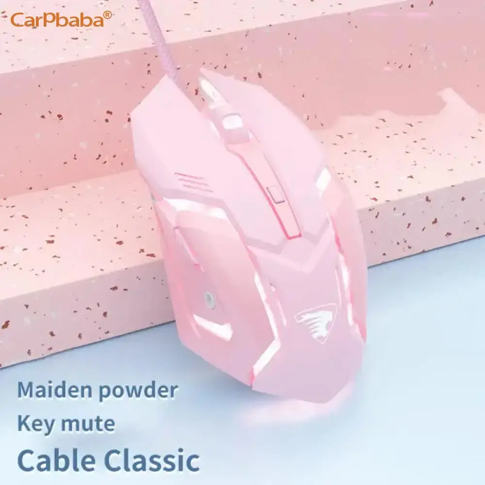 Carpbaba g3 jogo com fio mouse mudo rosa mecânico e-sports menina adorável arte portátil escritório doméstico para macbook portátil pc gamer