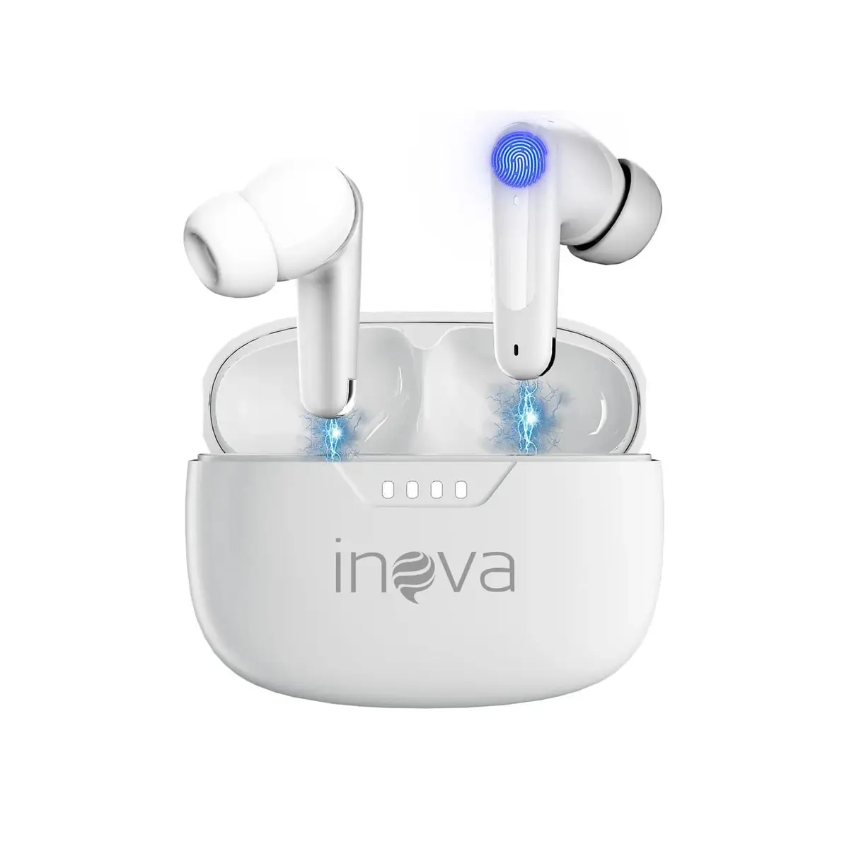 INAVA Fone de Ouvido Bluetooth 3ª Geração, 50 Horas de Bateria, Microfone com Cancelamento de Ruído (ENC), fone de ouvido esportivo Ergonômico, Ideal para Academia/Corrida/Trabalho (Branco)