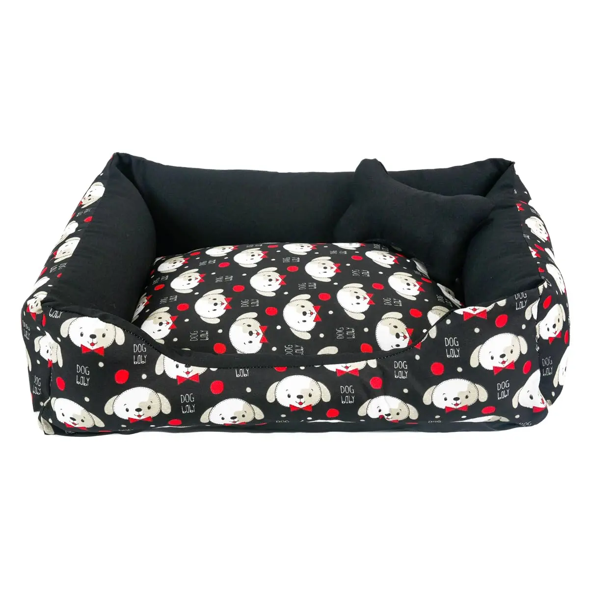 Cama para Cachorro Grande 70X55 Com Zíper Estampa Ossinho Cachorro Preto