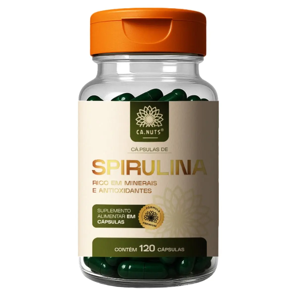 Spirulina em Cápsulas Ca.Nuts 1800mg | Superalimento Natural – Rica em Proteínas, Ferro, Vitaminas – Vegana e Sem Glúten