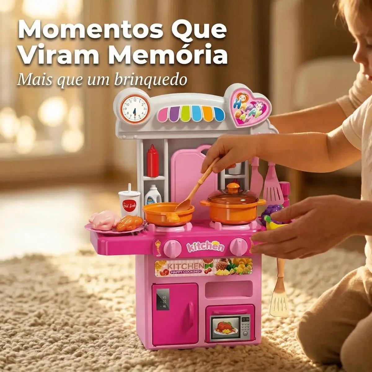 Cozinha Infantil Completa Com Luz E Som Acessórios Sai Água Rosa thumbnail 6