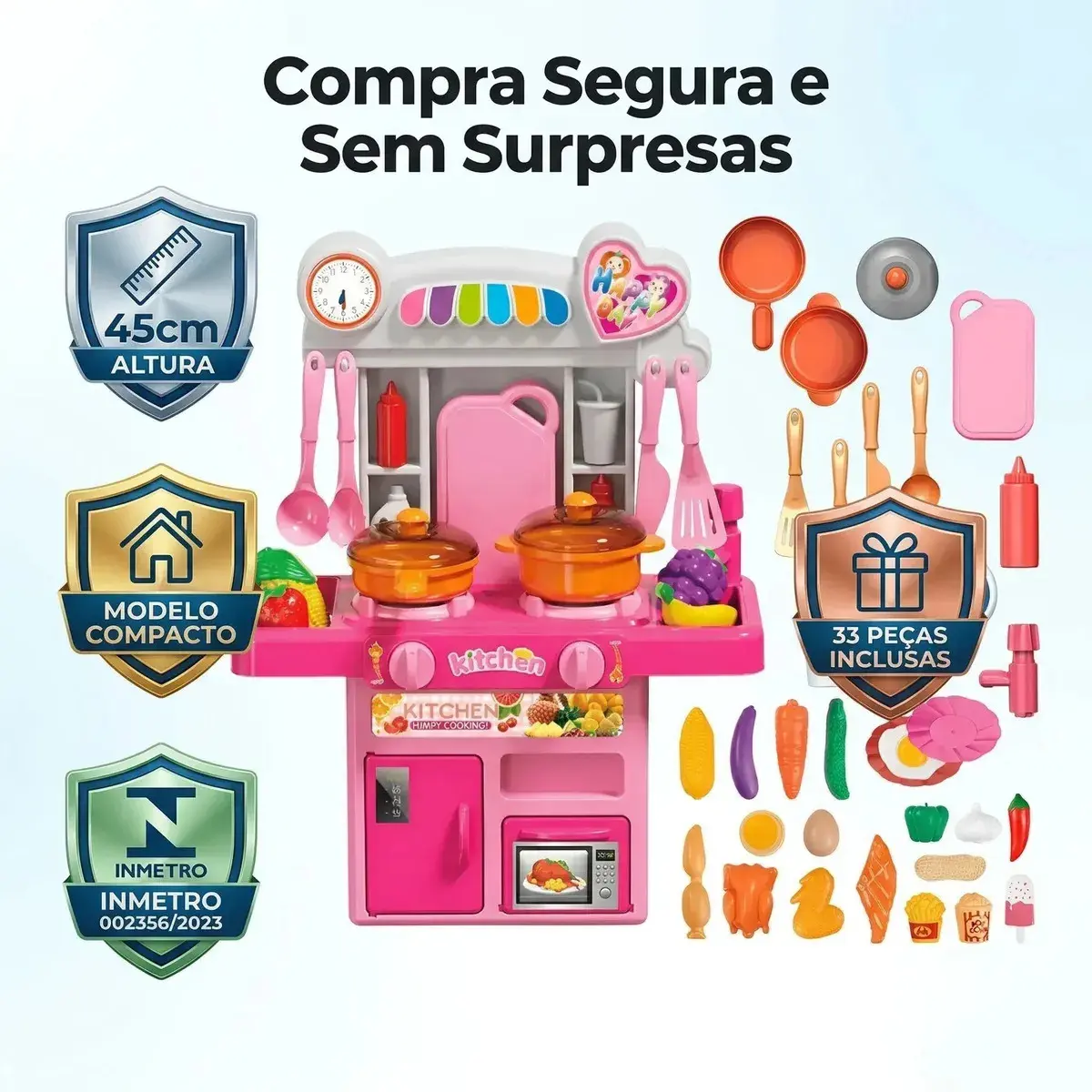 Cozinha Infantil Completa Com Luz E Som Acessórios Sai Água Rosa thumbnail 9
