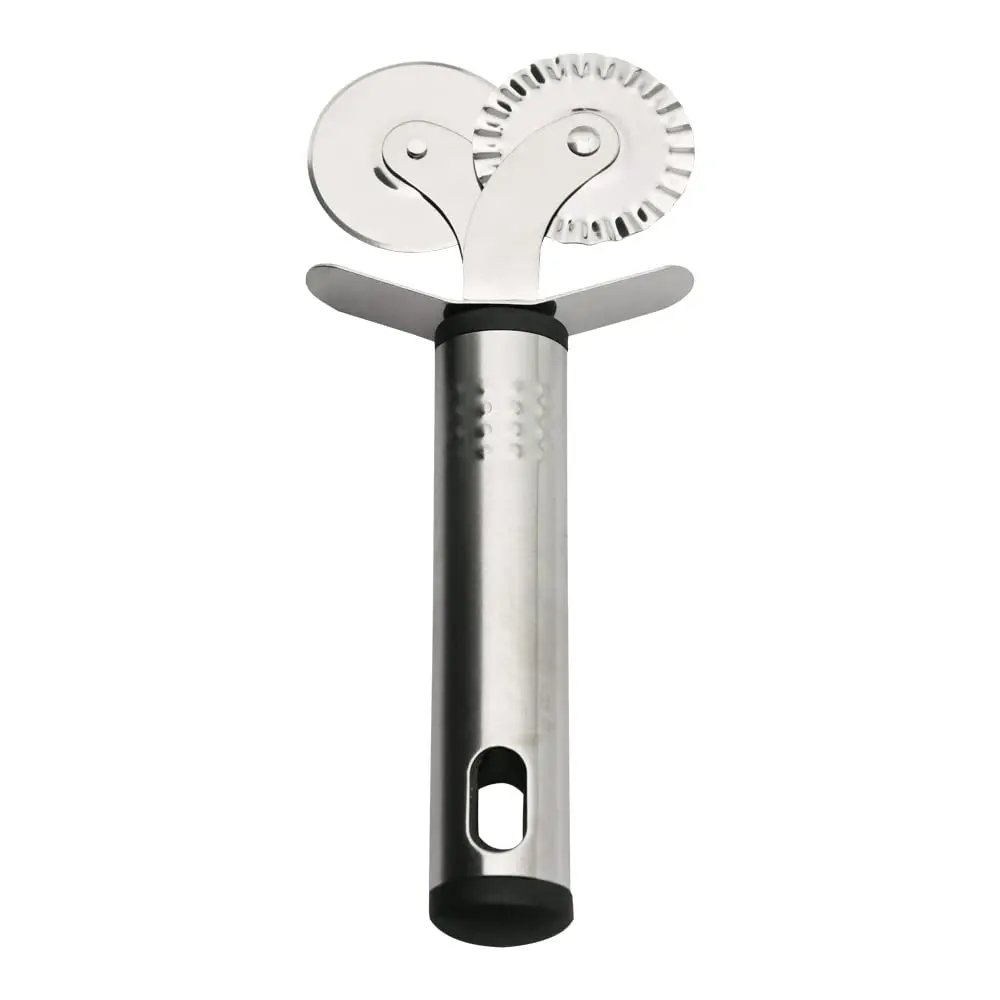 Mimo Style Cortador Duplo Com Molde Redondo para Massas, Cabo Inox, para Moldar e Cortar Suas Receita, Produto Pequeno, Leve e Fácil de Manusear, Mede 16cm e pesa 52 Gramas