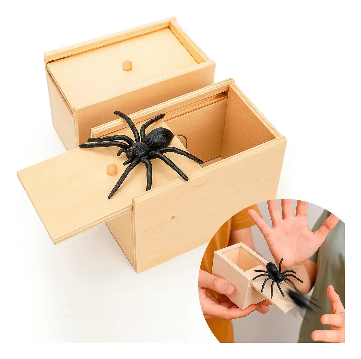 Caixa Pegadinha Madeira Aranha Surpresa Brinquedo Susto Amigo OCulto