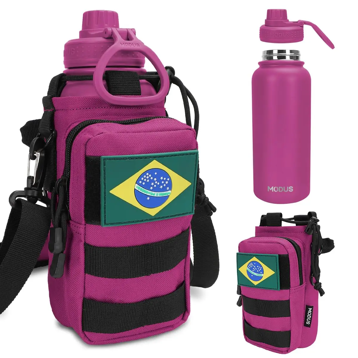 MODUS Garrafa Térmica Inox 950ml com Bolsa Porta (Rosa choque) | Portátil para Viagens e Atividades ao Ar Livre - 1