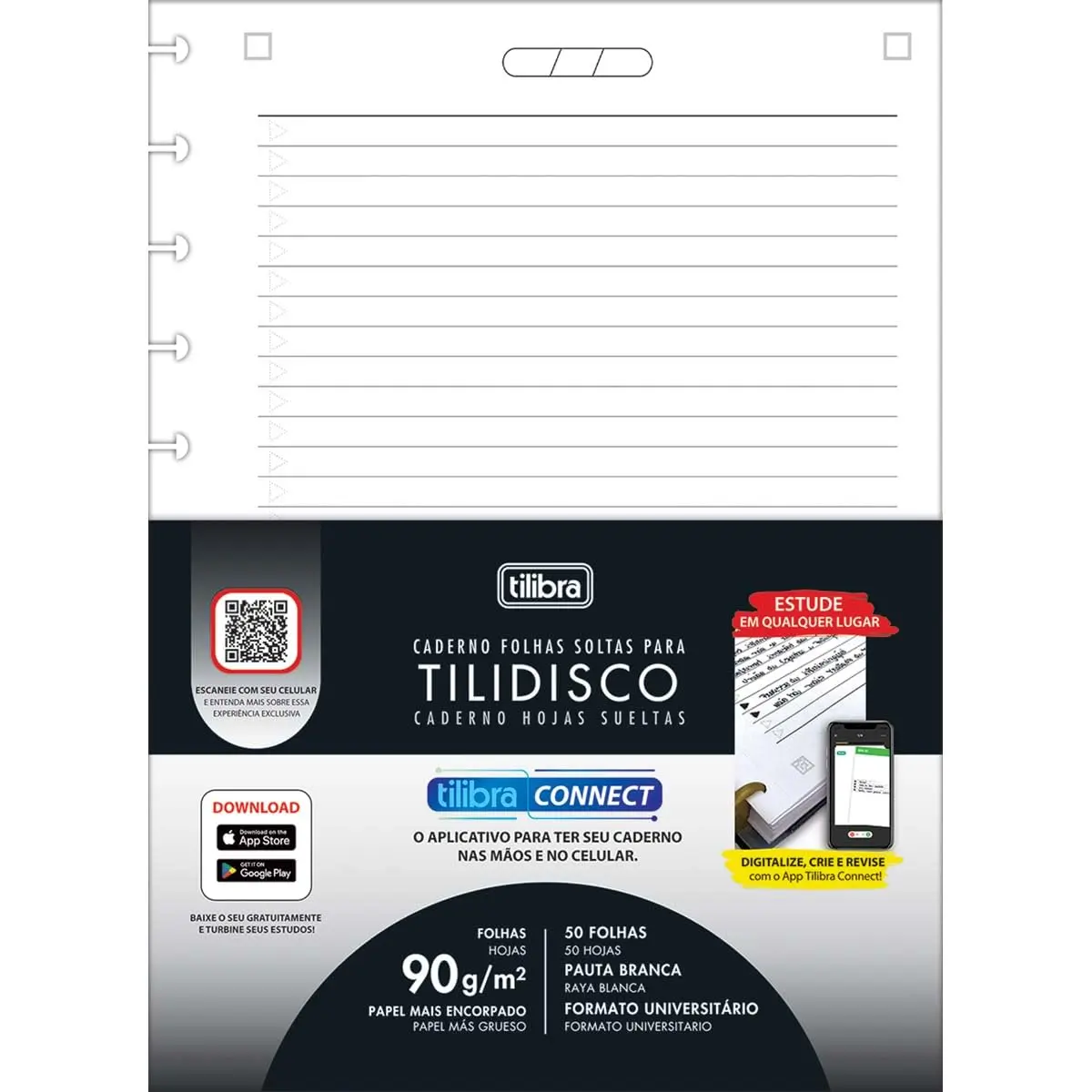 Tilibra - Refil para Tilidisco Universitário Pautado Connect 50 Folhas