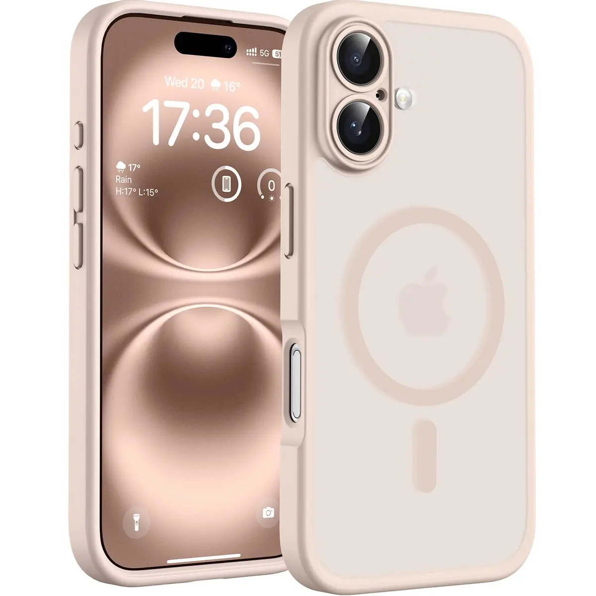 TOCOL Capa Capinha para iPhone 16 Case 6.1 Pol, Dourado | Compatível com MagSafe, Tampa da Câmera, Proteção Total e Militar, Antichoque, Anti-impressões, Fosco Translúcido