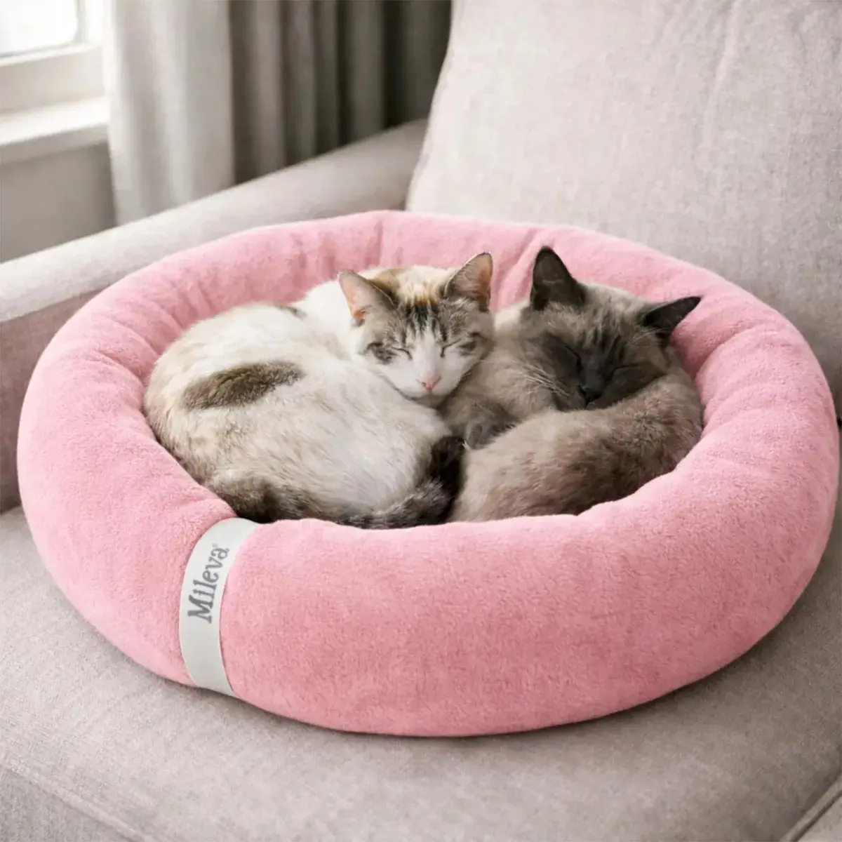 Cama De Gato Caminha Nuvem Ninho Pet Soft Redonda 70x70cm Cor Rosa-chiclete