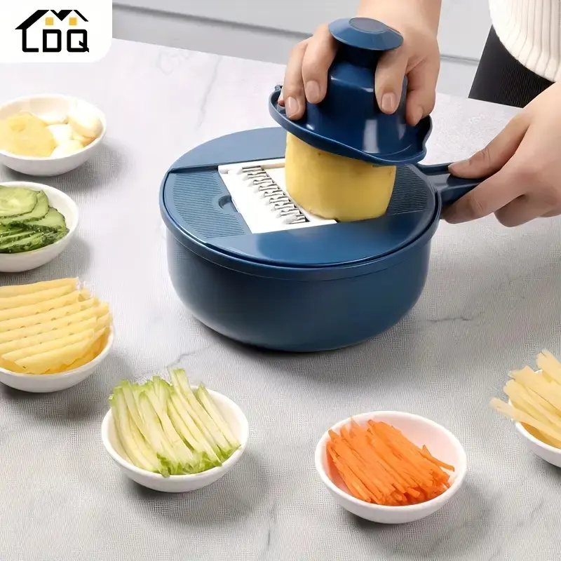 Cortador de Legumes 12 em 1 LDQ — Fatiador, Ralador e Triturador com Recipiente Livre de BPA - 1