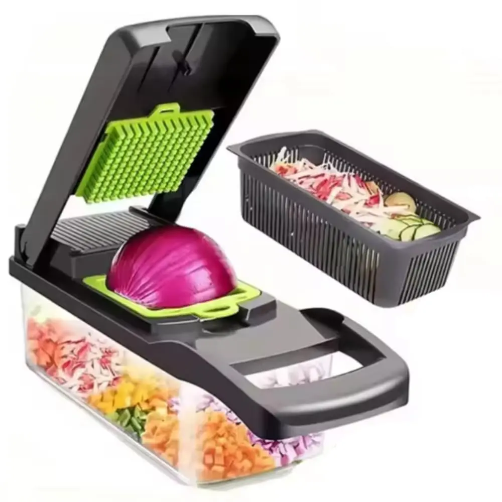Fatiador Cortador Ralador De Legumes Frutas Verduras Kit Completo 16 Peças Pot Acvrílico Laminas Aço Inox Para Saladas Acessório Para Cozinha DUPIN