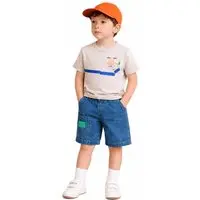 Infantil - Bermuda Jeans Menino Patrulha Aérea Alphabeto Azul
