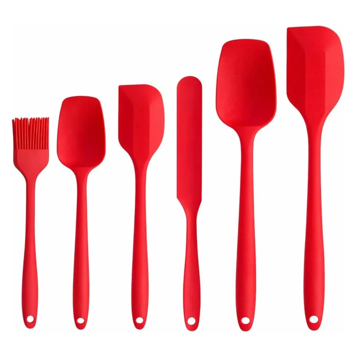 Kit Espátulas de Silicone 6 Peças Utensilios de Cozinha Não Risca (Vermelho)