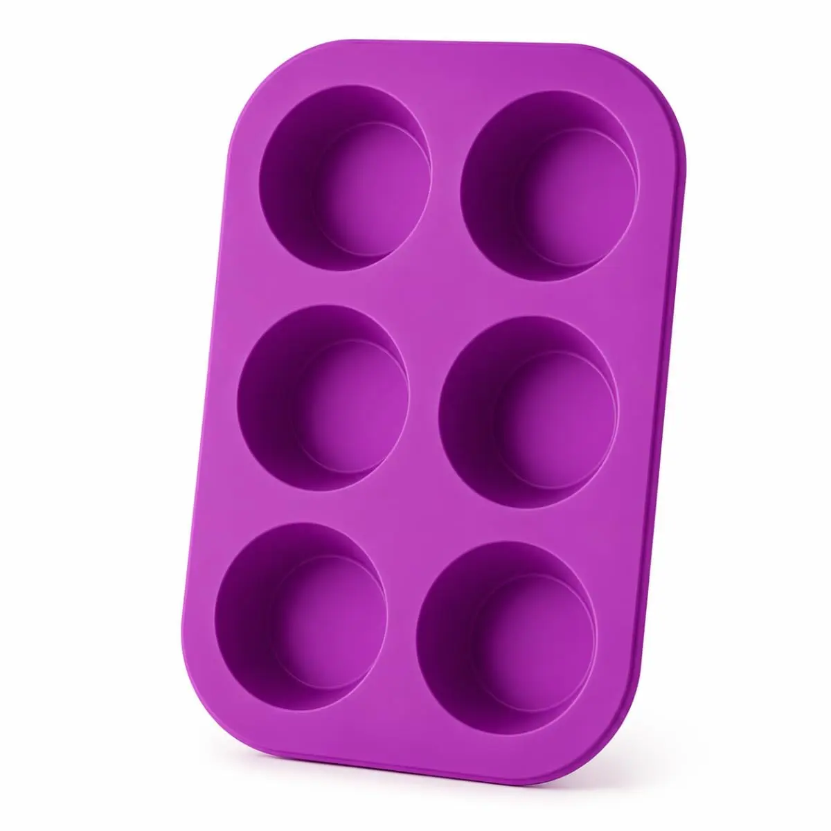 Forma de Silicone para Cupcake, Muffin e Donut, 6 Cavidades, Antiaderente, Reutilizável, Resistente ao Forno (ROXO) - 1