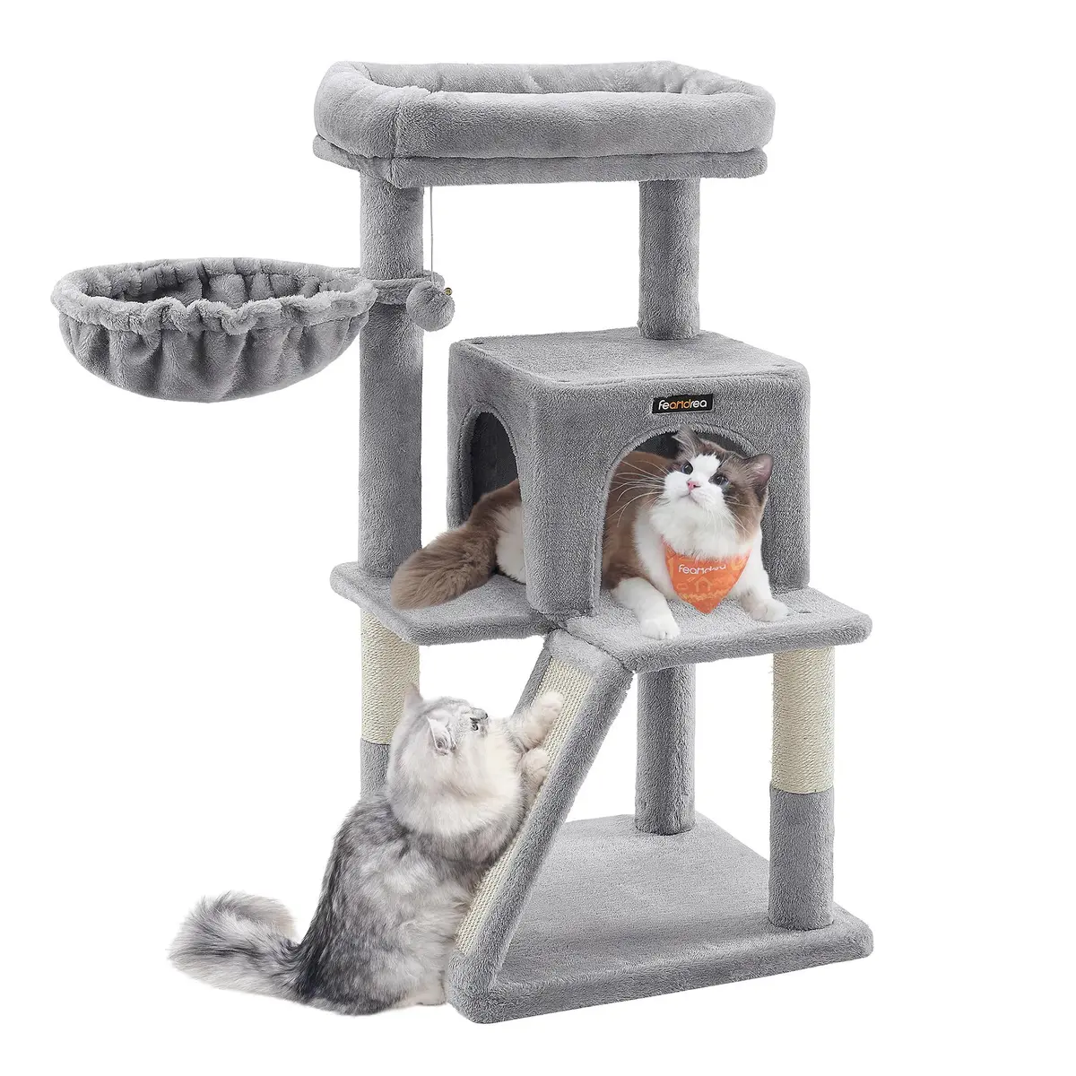 Feandrea Árvore para Gatos, Poleiro Ampliado para Gatos Grandes, Cinza Claro PCT51WV1