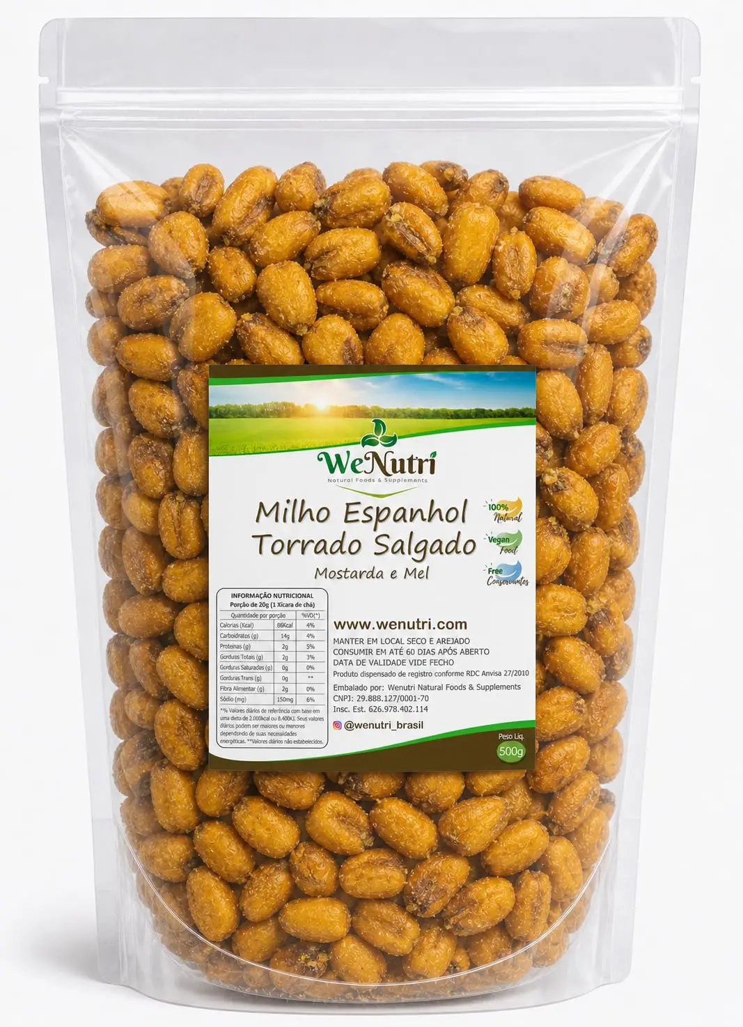 Milho Espanhol Torrado Salgado Mostarda e Mel 500g Wenutri - 1