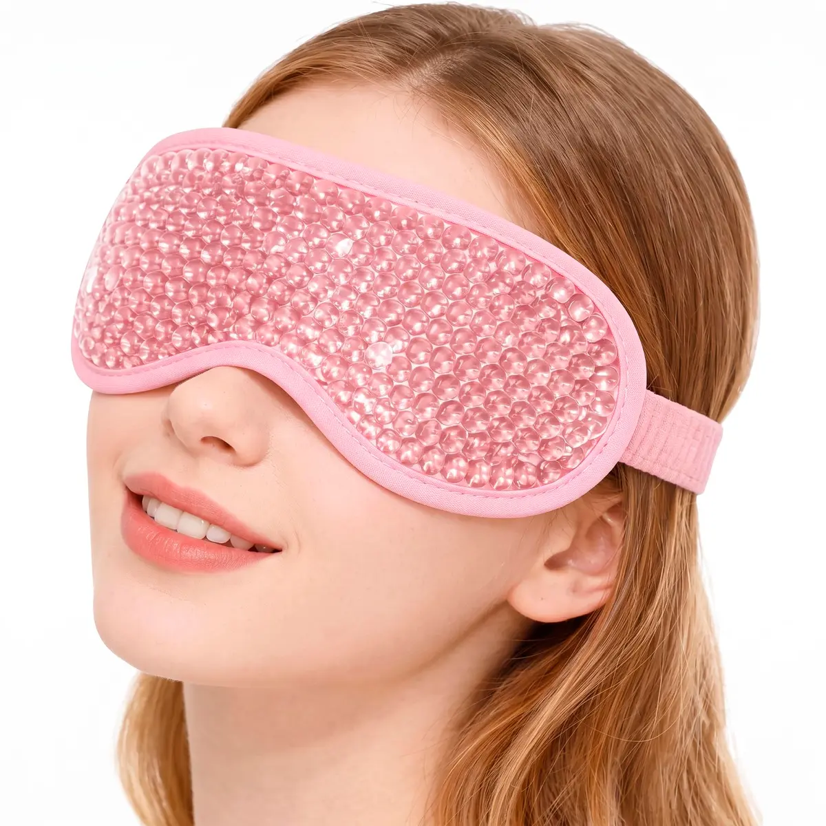 Máscara de Gel Térmica para Olhos Compressa Quente e Fria - Alívio de Olheiras, Enxaqueca e Inchaço (Rosa)