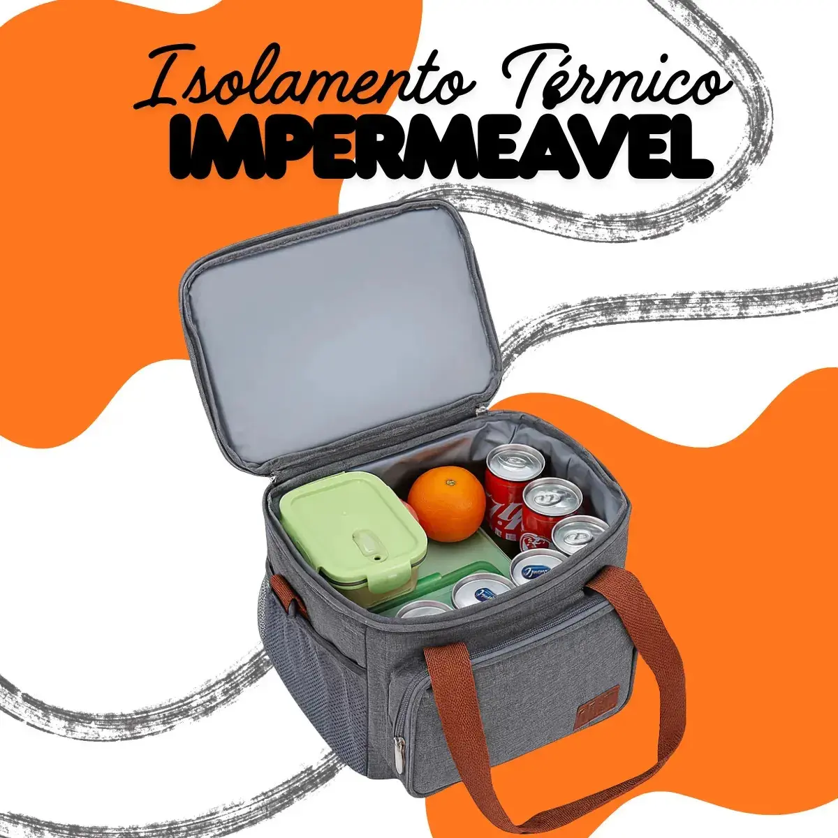 Bolsa Térmica Lancheira Marmita 12L Média Cerveja Comida Bebidas Academia Trabalho Escola Passeio Alça Ajustável e Removível Conserva Quente E Frio Cor Preta Tche Amo thumbnail 4