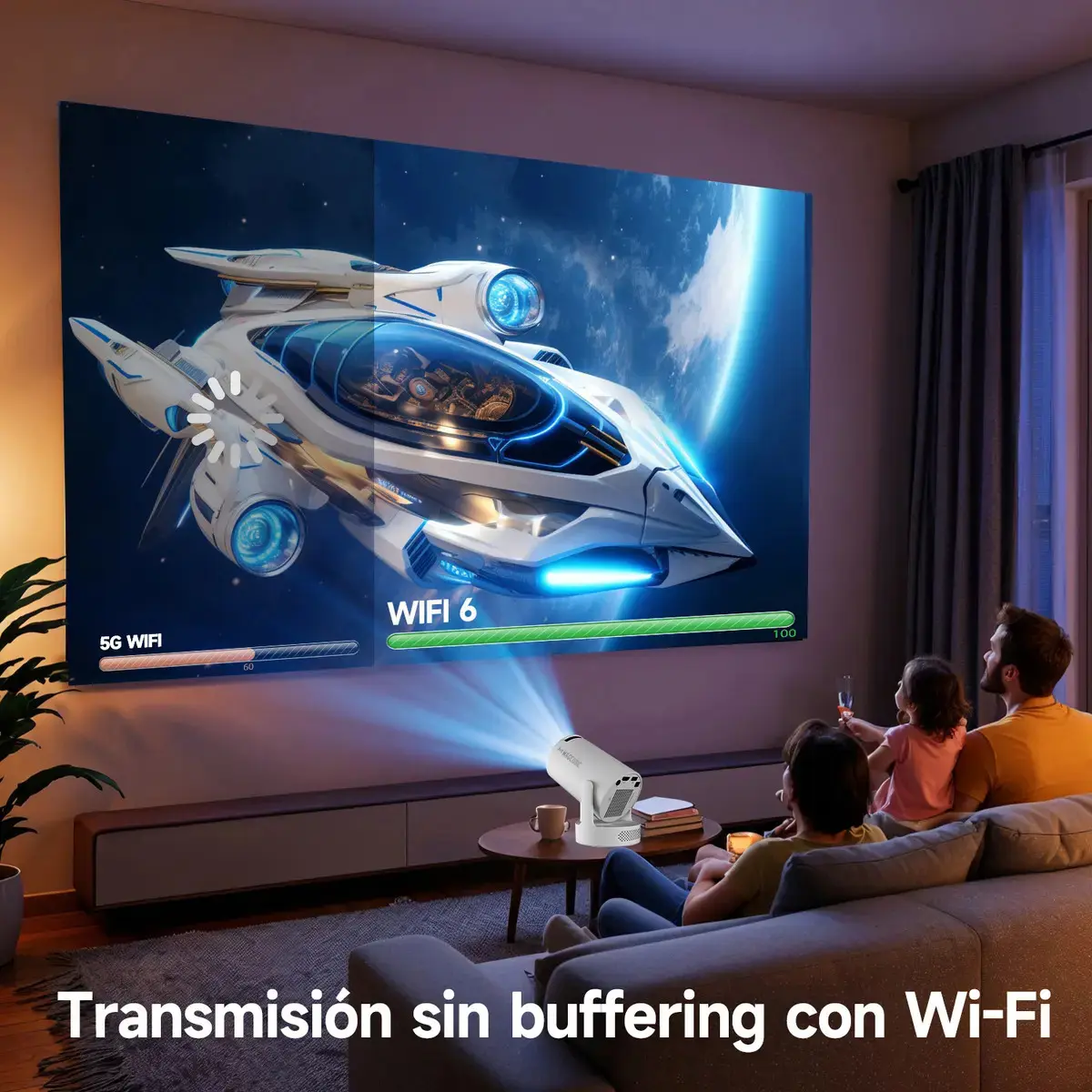 Mini projetor portátil Magcubic 8k Hy300pro+ Led 260ansi Android Smart TV Dual Wifi6 Bluetooth 5.4 com HDMI USB e som Hifi thumbnail 5