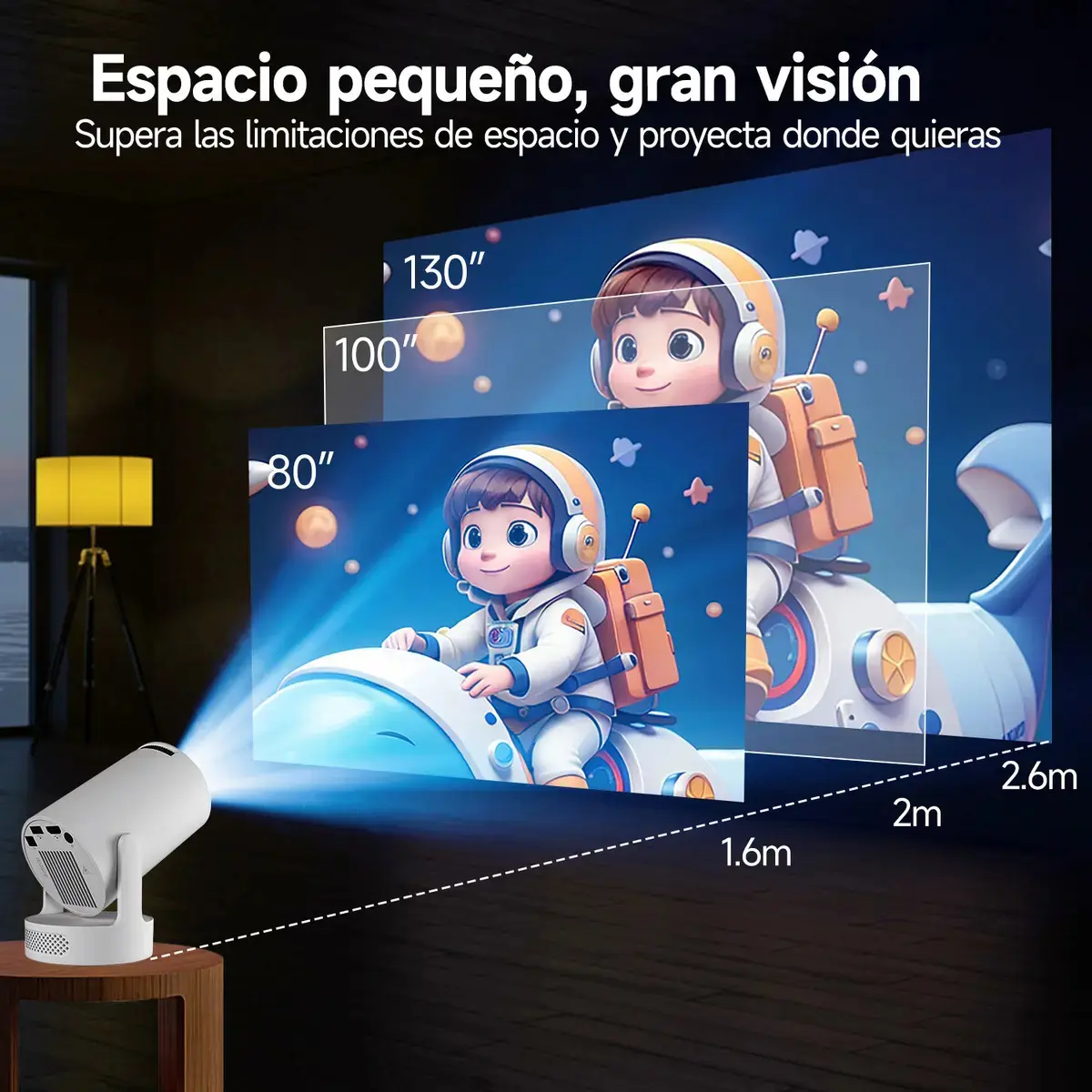 Mini projetor portátil Magcubic 8k Hy300pro+ Led 260ansi Android Smart TV Dual Wifi6 Bluetooth 5.4 com HDMI USB e som Hifi thumbnail 6