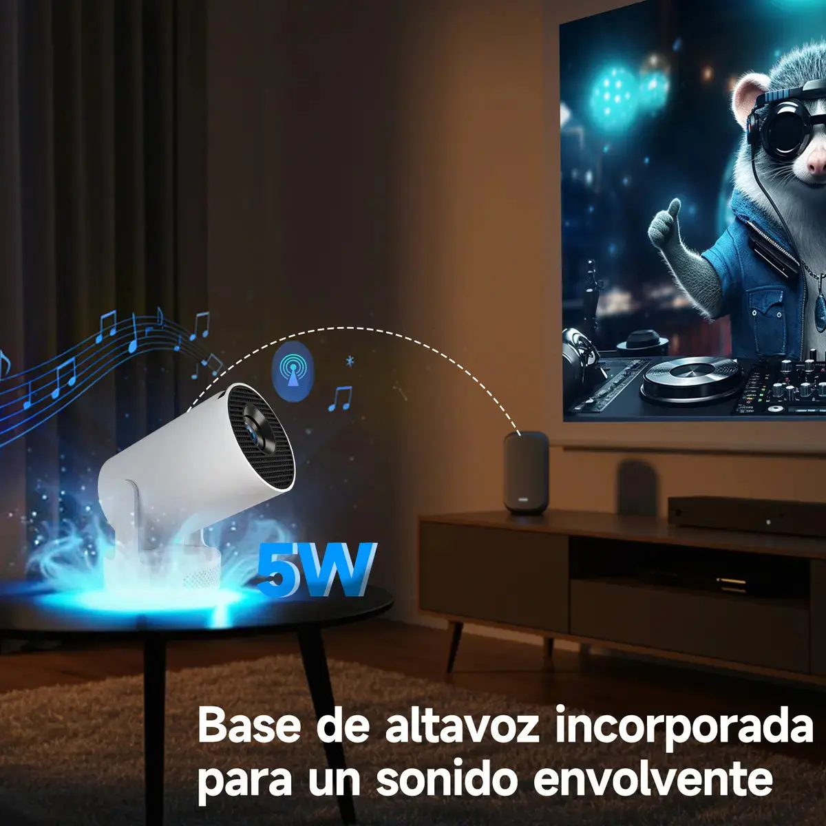 Mini projetor portátil Magcubic 8k Hy300pro+ Led 260ansi Android Smart TV Dual Wifi6 Bluetooth 5.4 com HDMI USB e som Hifi thumbnail 8