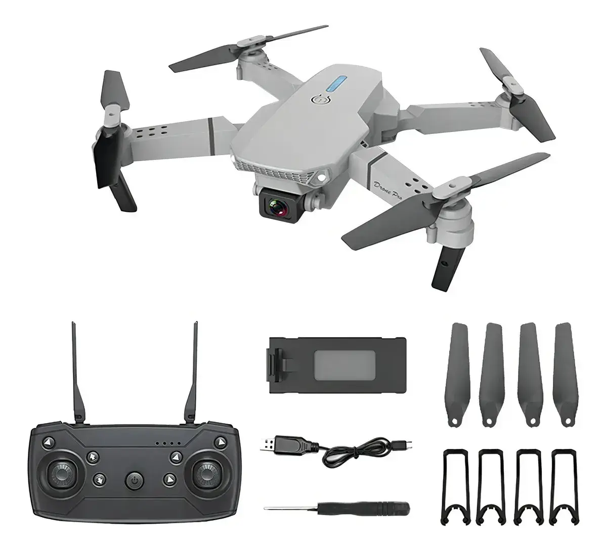 Mini Drone E88 Profissionals Barata Câmeras Fotografia Aérea Cor Cinza - 1