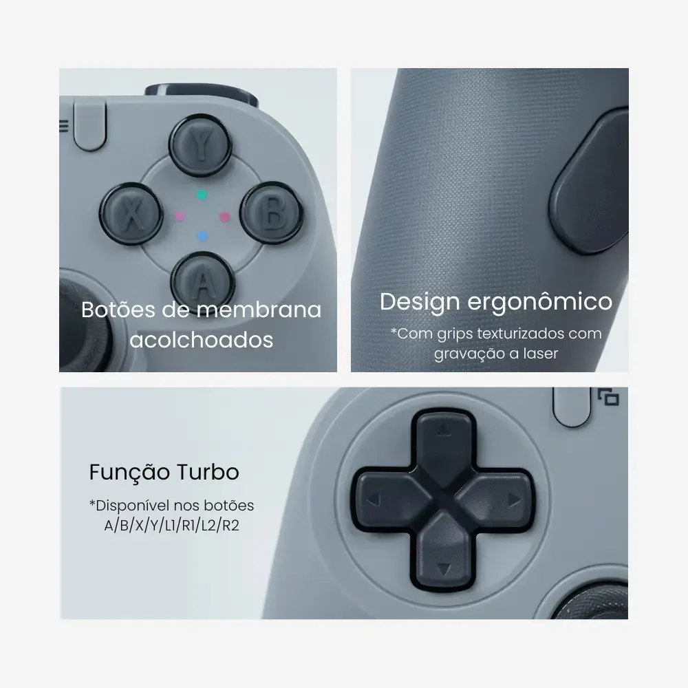 Controle Gamesir Tegenaria T3 Lite Com Fio Para Pc Switch Android Ios Steam Celular Hall Effect Usb Design Ergonômico Cinza thumbnail 4