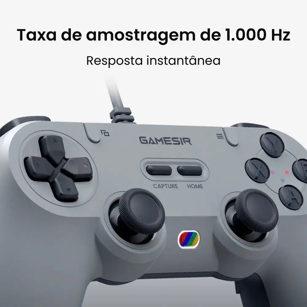 Controle Gamesir Tegenaria T3 Lite Com Fio Para Pc Switch Android Ios Steam Celular Hall Effect Usb Design Ergonômico Cinza thumbnail 5