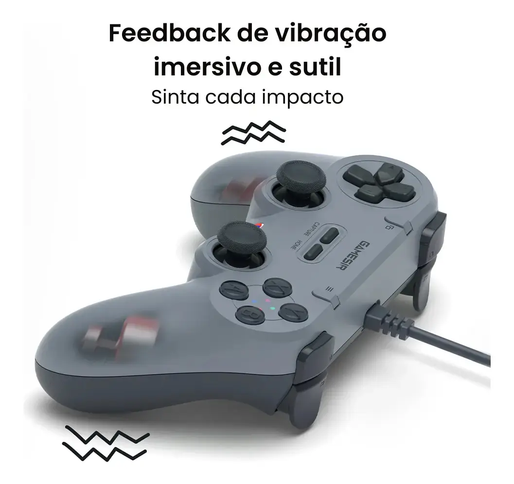 Controle Gamesir Tegenaria T3 Lite Com Fio Para Pc Switch Android Ios Steam Celular Hall Effect Usb Design Ergonômico Cinza thumbnail 6