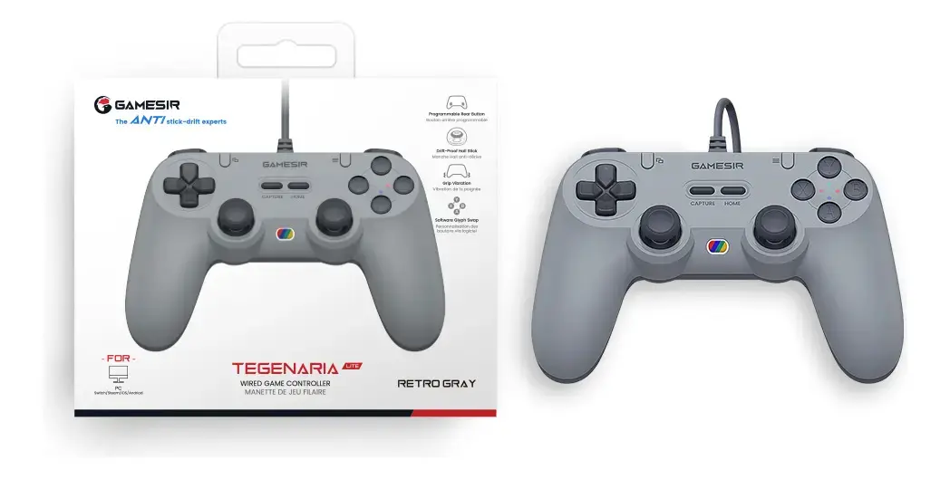 Controle Gamesir Tegenaria T3 Lite Com Fio Para Pc Switch Android Ios Steam Celular Hall Effect Usb Design Ergonômico Cinza thumbnail 10