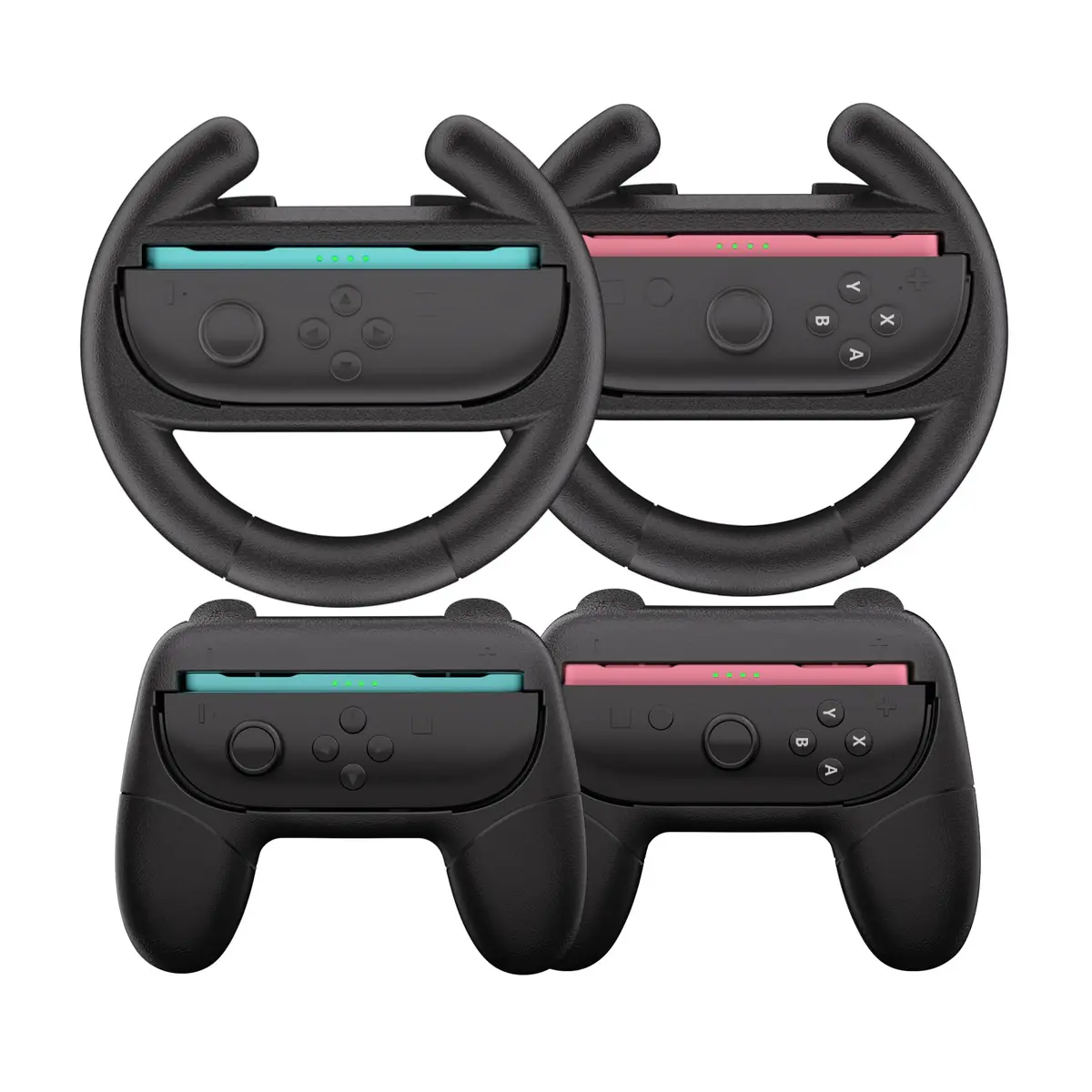 HEYSTOP Suporte Joy-Con Switch 2 Kit 4 em 1 Preto | Acessórios com alça comfort grip para jogos esportivos em família e diversão