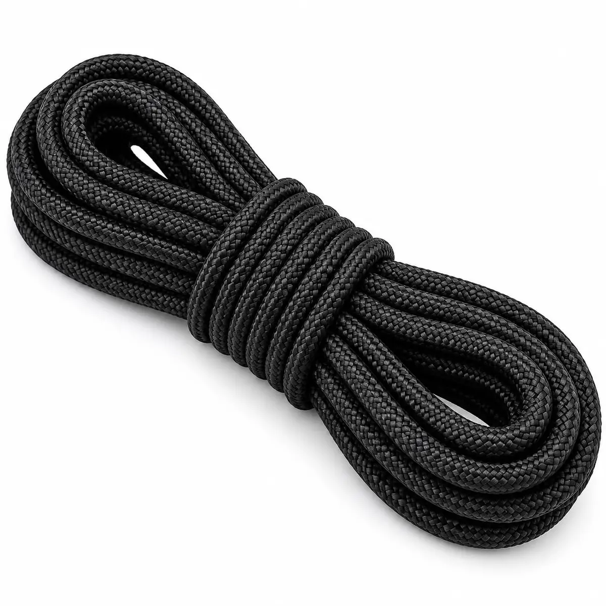 Corda de Amarracao Poliester 8mm 10 Metros Trancada Nautica Carga e Camping Preta