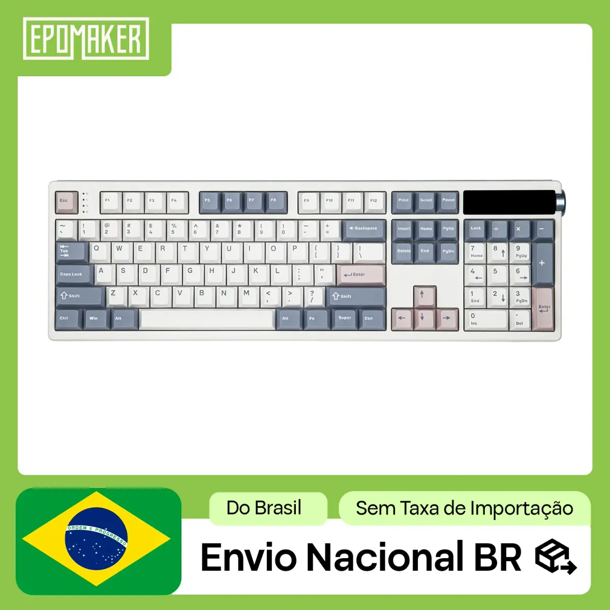 EPOMAKER TH108 PRO Teclado Mecânico Full-Size Hot-Swap Triplo Modo com Tela Knob e Bateria de 10000mAh