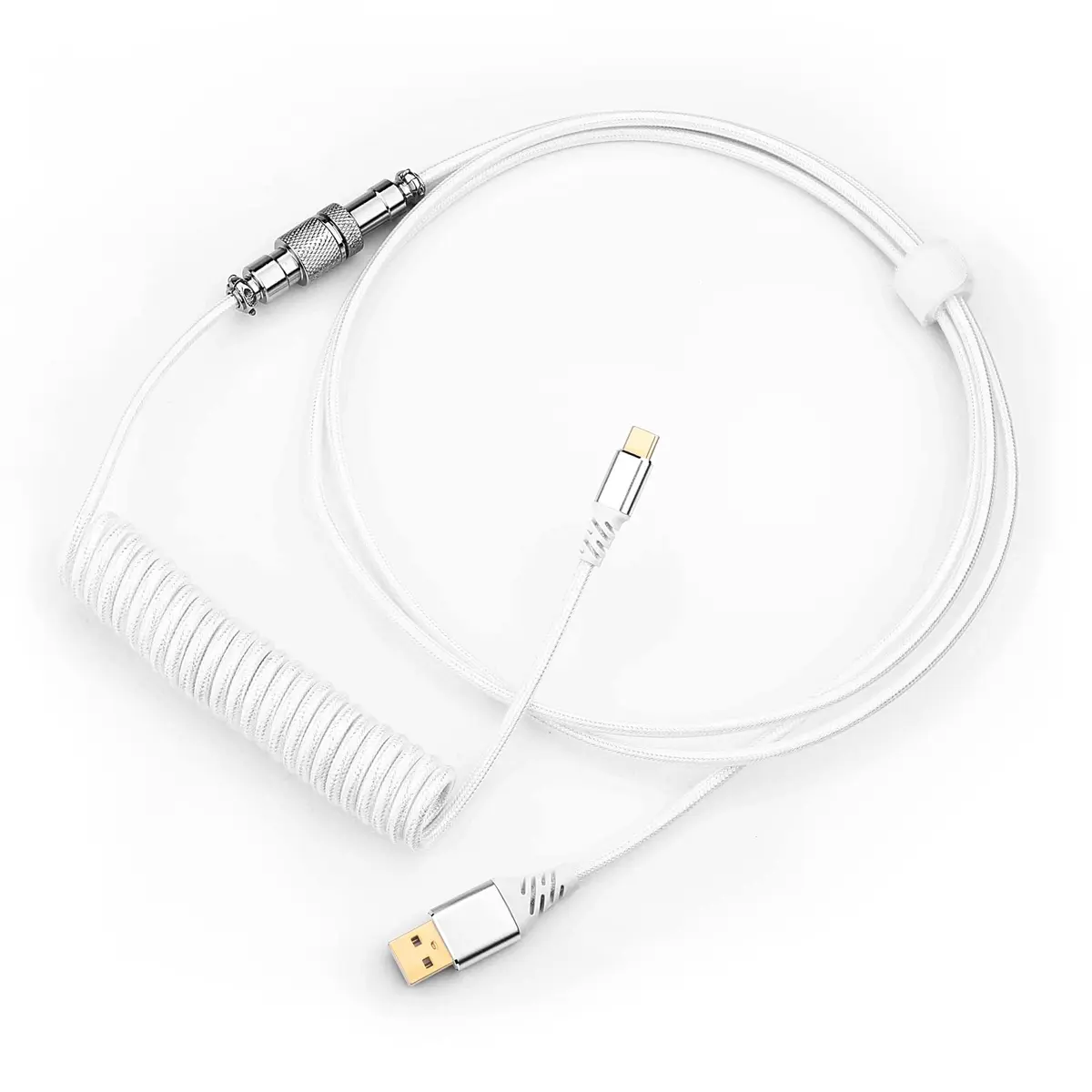 Cabo para Teclado Mecânico Redragon Branco USB-C Enrolado com Conector Aviador A115 WHITE