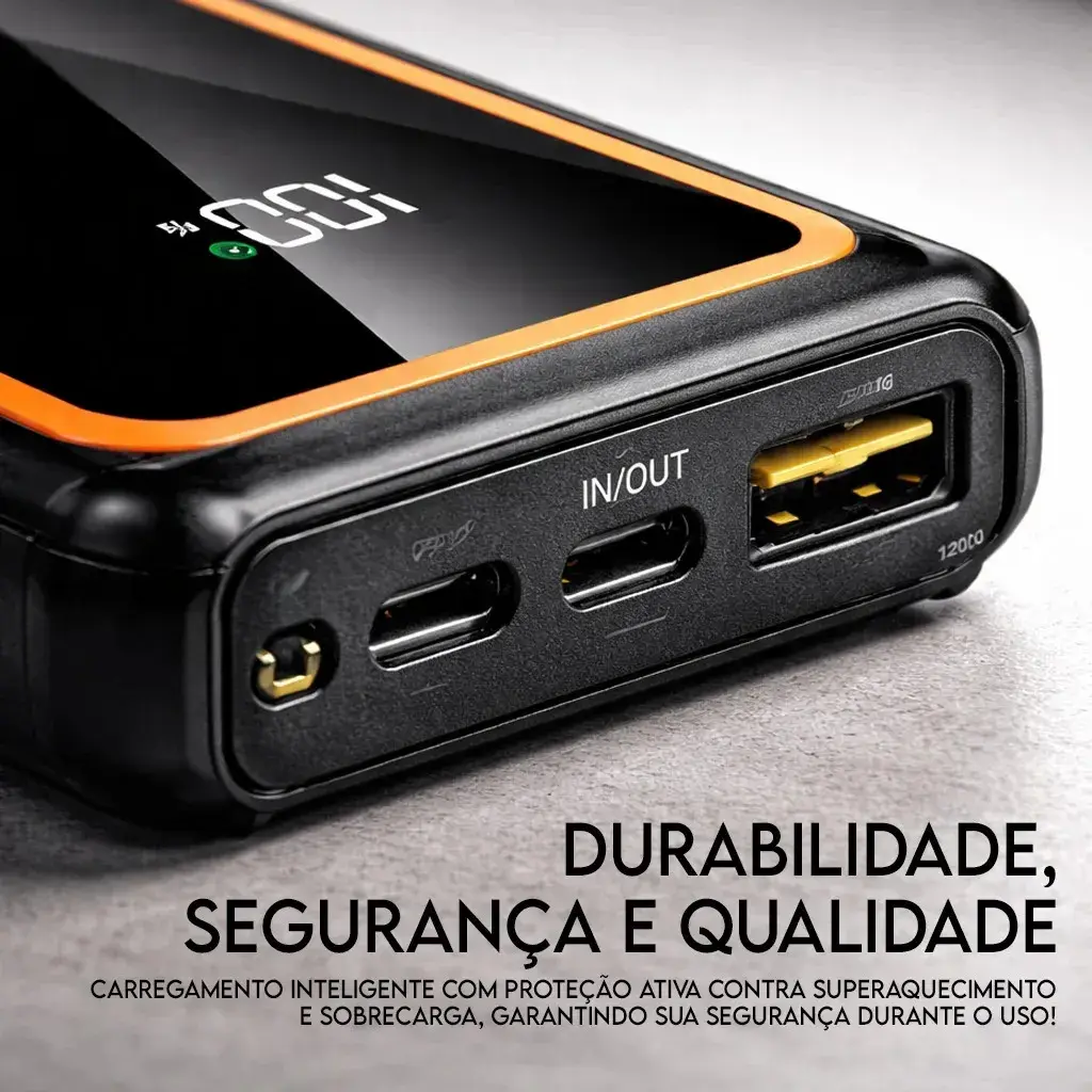 Power Bank Turbo Portátil 20000mah Turbo 22.5w Premium Universal Rápida Carga Para Celular iPhone Xiaomi Motorola LG Smartwatch Tablet Display Digital Viagens Festa Ios Hardline Preto Ou B thumbnail 4