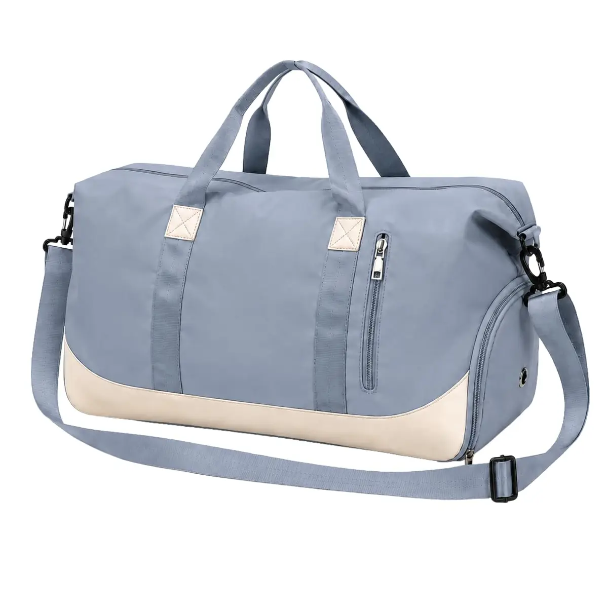 Bolsa de Mão Viagem Academia Grande com Alça Transversal, Azul | 5 Compartimentos com Zíper, Tecido Poliéster, Bolso Impermeável, Para Academia e Viagem