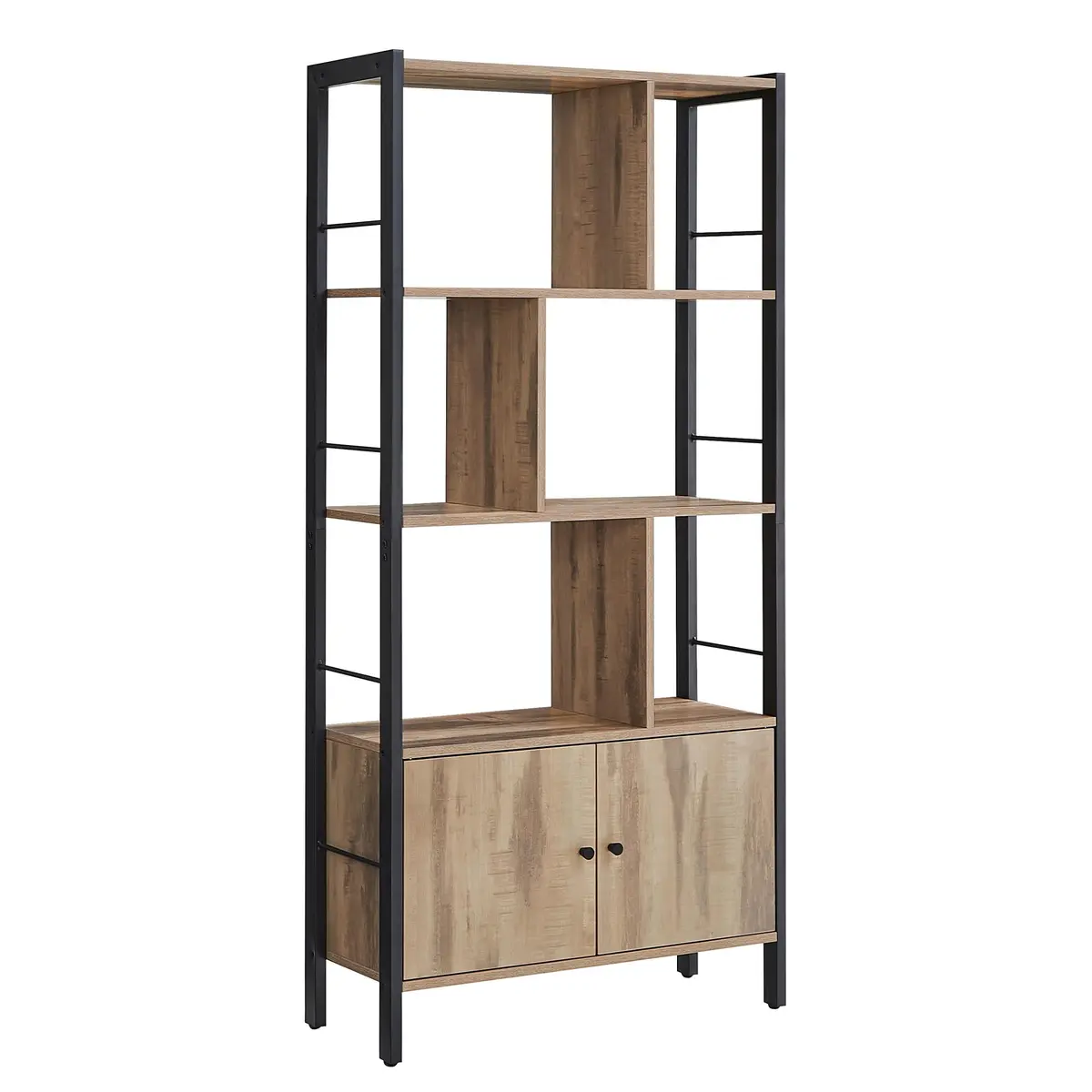 VASAGLE Estante de Livros com Portas, 4 Prateleiras, Estrutura de Aço | Prateleira de Armazenamento Grande, Estável, Estilo Moderno Básico, Marrom Camelo e Preto Tinta, Coleção BARNET BRLBC022B50 - 1