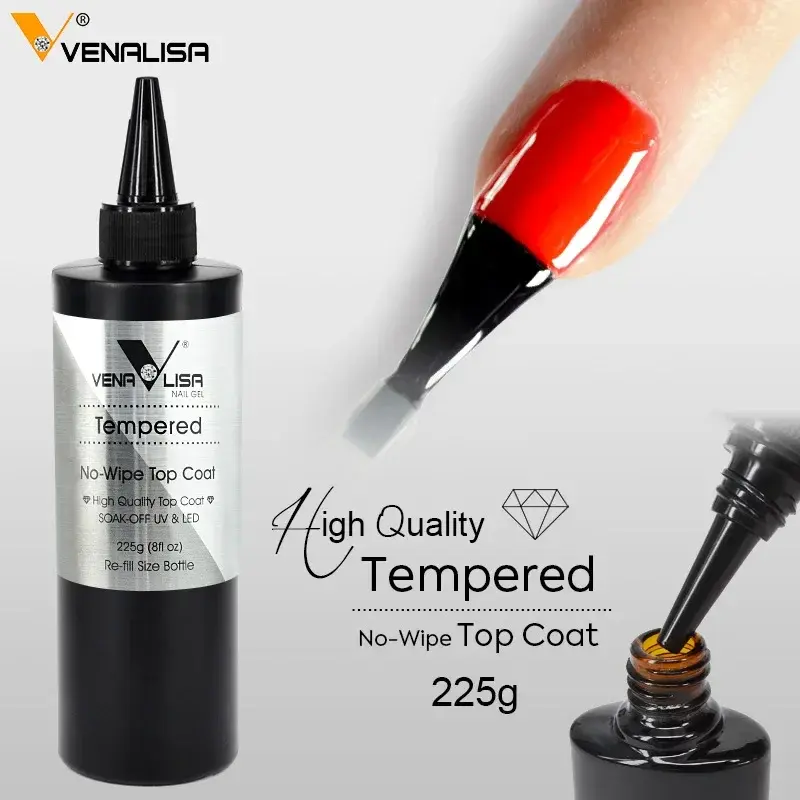 Venalisa marca 225g super qualidade arte do prego embeber fora uv/led sem limpar casaco base sem camada pegajosa temperado topcoat