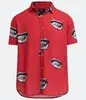 Camisa Manga Curta em Viscose com Estampa de Bocas Vermelho - 1