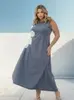 Vestido Longo Malha Ajuste Plus Flor Lateral Elegante Rzi - 1