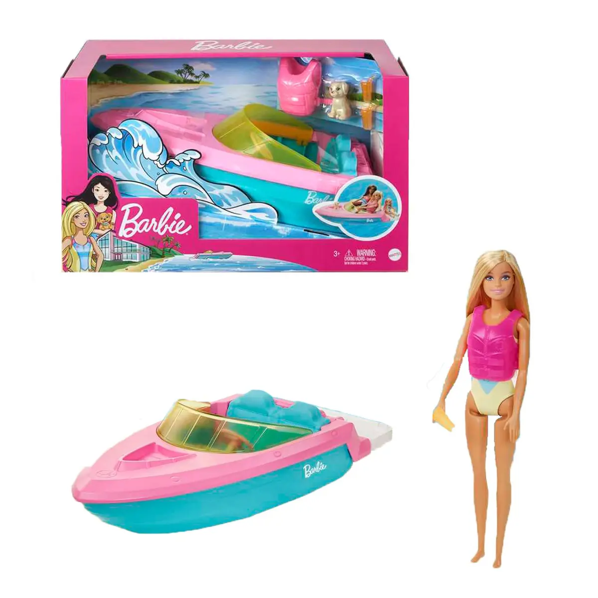 Barbie Conjunto de Brinquedo Barco com Boneca para crianças a partir de 3 anos - 1