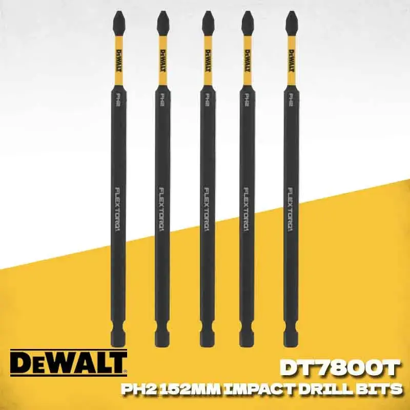 DEWALT DT7800T PH2 Conjunto de Pontas de Impacto FLEX TORQ 152MM para Parafusadeira de Impacto, Acessórios para Ferramentas Elétricas de Alta Resistência e Dureza