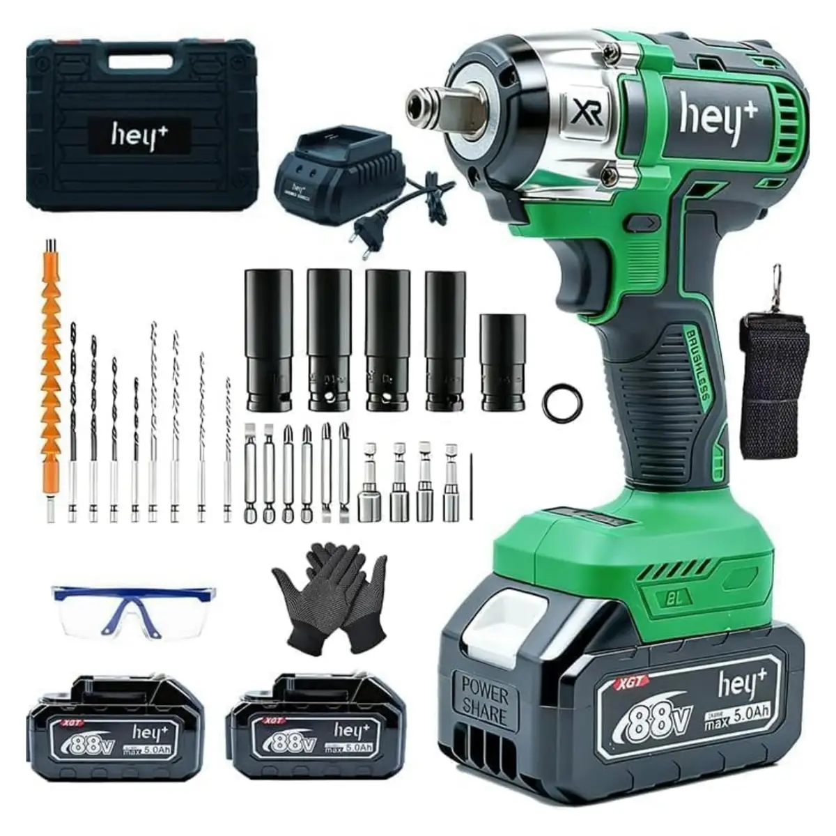 Chave de Impacto Sem Fio, Alta Velocidade Até 3800 RPM, Furadeira de Impacto Multiuso 4800N com Cabo de Borracha e Carregador, Parafusadeira e Furadeira para Profissional Doméstico