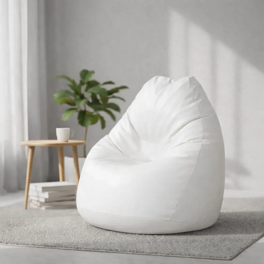 Puff Grande Tipo Fofão com Enchimento, Pufe Confortável para Sala, Quarto e Escritório(Branco) - 1