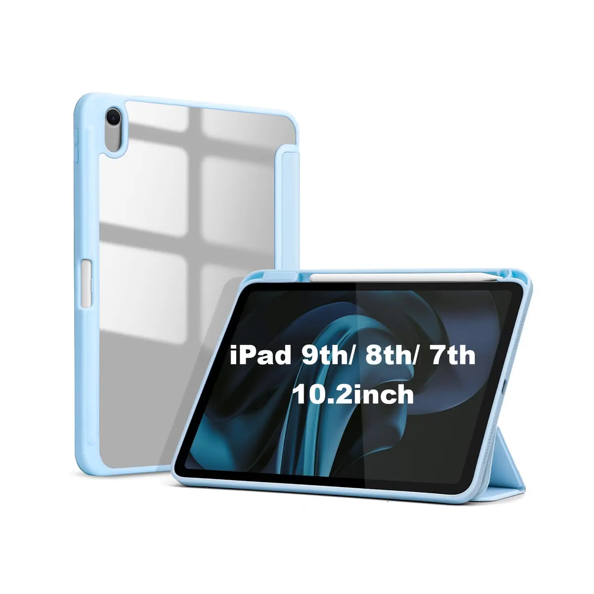 Capa para iPad de 9ª/8ª/7ª geração de 10,2 polegadas (lançado em 2021/2020/2019), capa fina e inteligente para iPad de 10,2 polegadas, com ativação/desativação automática (Azul) - 1