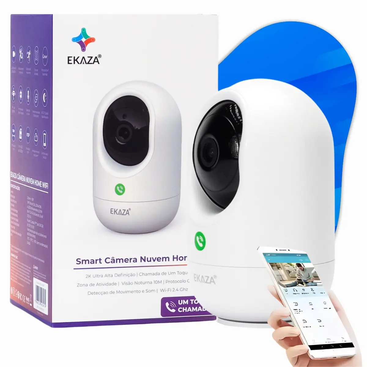 Câmera Inteligente Full HD Compatível com Alexa Babá Eletrônica Botão de Chamada Visão Noturna e Monitoramento Inteligente Detecção de Movimentos Armazenamento na Nuvem - 1
