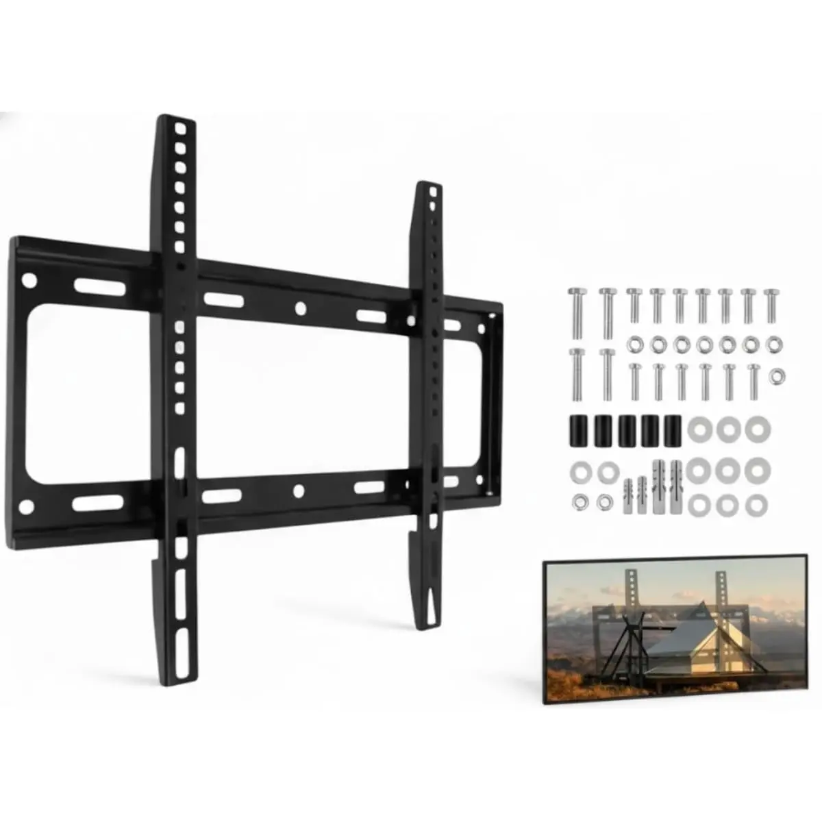 Suporte TV Universal Fixo de Parede Para Televisões de 26 a 55 Polegadas Feito em Aço Carbono
