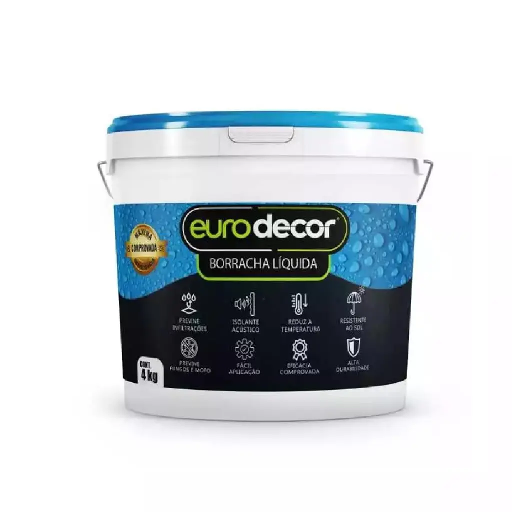 Borracha Liquida Eurodecor 4 Kgs Vermelho Telha | Proteção Contra Umidade e Infiltrações - 1