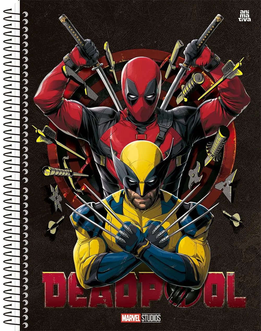 Caderno Universitário Animativa, 10 matérias, 160 folhas, Capa Dura, DEADPOOL C