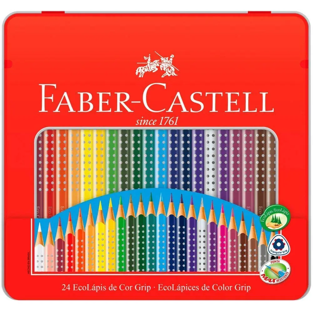 Lapis de Cor Grip Faber-Castell - Lata com 24 Cores